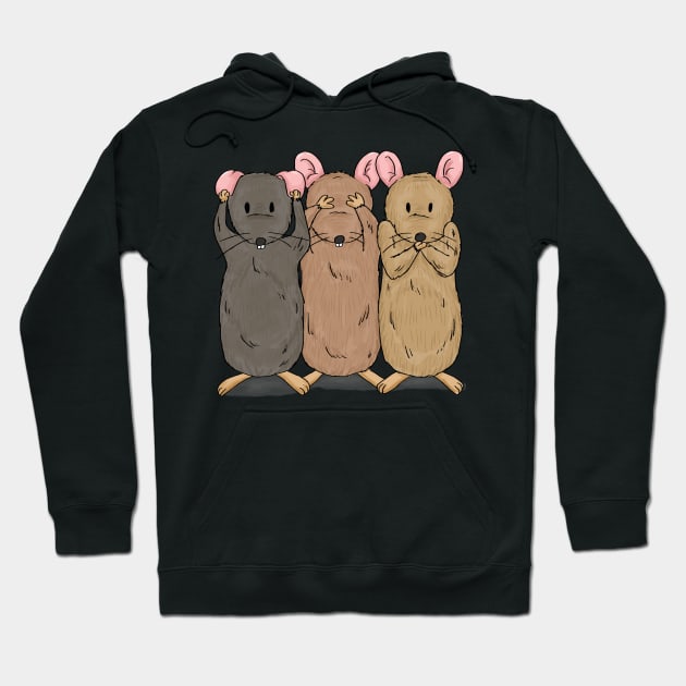 Three Wise Mice - See No Evil - Hear No Evil - Speak No Evil - Cute Rodents Hoodie by Thor